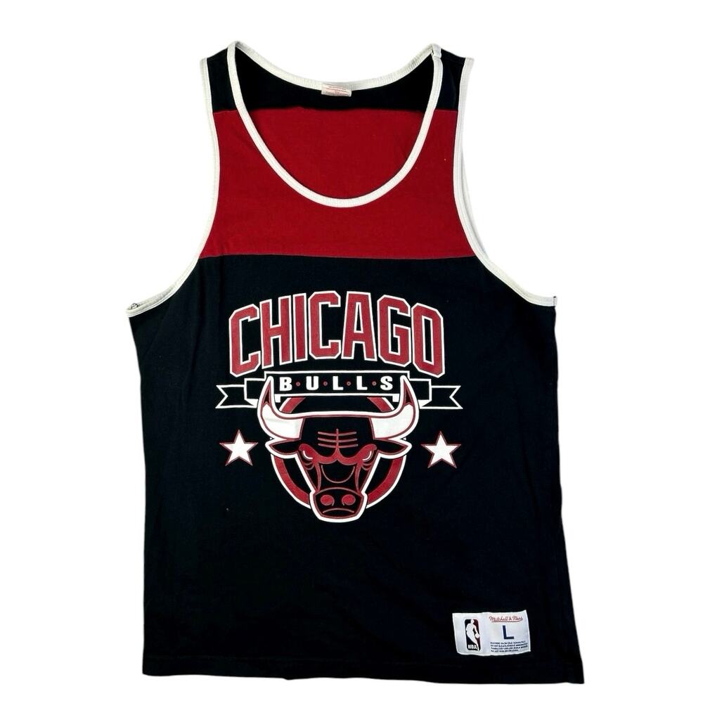 Mitchell & Ness NBA Chicago Bulls Black Red Basketball Jersey Shirt Tank Top L
